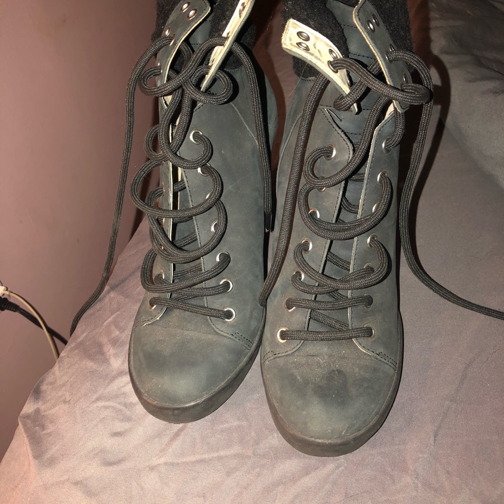 See by chloe suede wedge heel boot